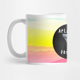 Nautical Sunrise Over the Mountains Light Blue Atlantic Fossils Shark Tooth Print Mug